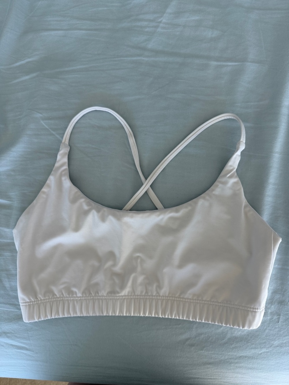 Cross-Back White Light Support Sports Bra